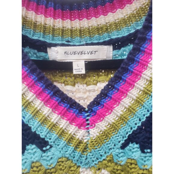 Crochet Bluevelvet Dress Size Large V-Neck - Picture 4 of 5